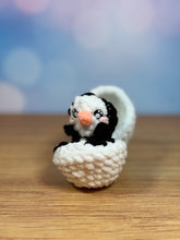 Load image into Gallery viewer, Peggbert the Tiny Penguin Egg Pop Crochet Fidget
