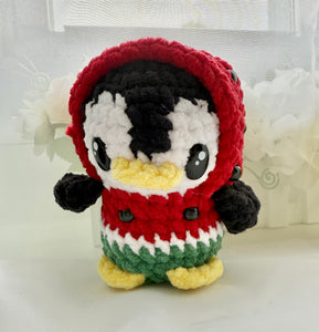 Melon the Penguin in the Watermelon Onesie